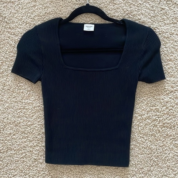 NWOT - BLACK A&F Squareneck Sweater Tee - Picture 1 of 5